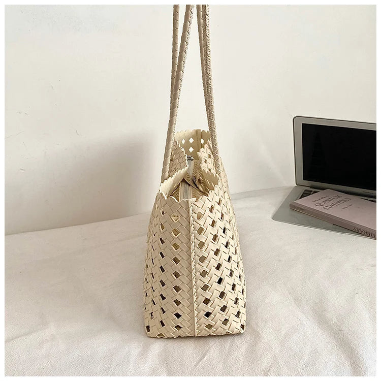Women's Woven Shoulder Bag - Luxury Designer Tote Purse Handbag