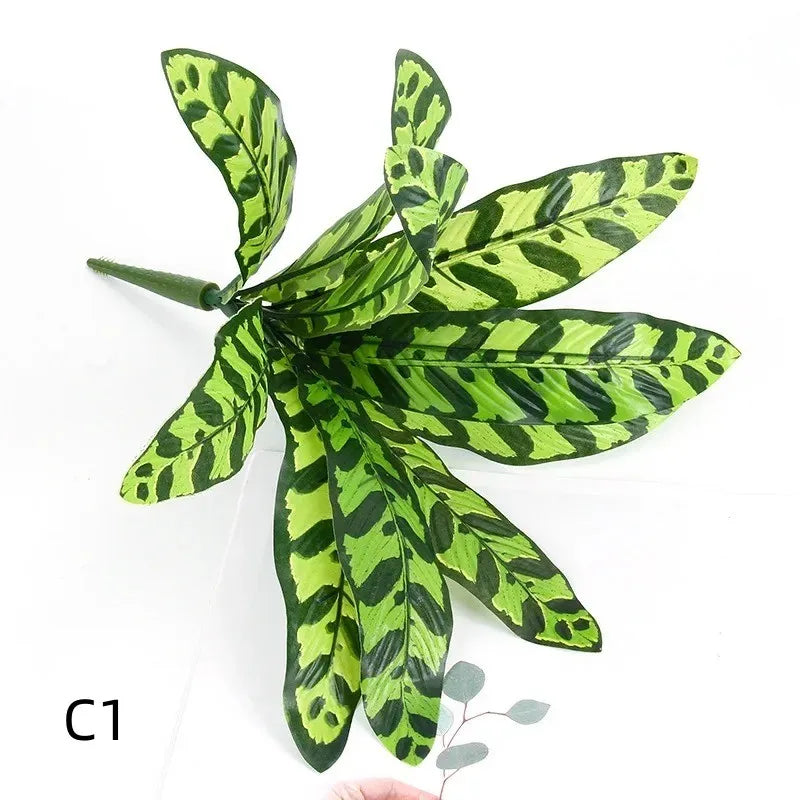 Artificial Silk Tortoiseshell Leaf Plant - Realistic Taro Dieffenbachia Fale Greenery for Home Decor