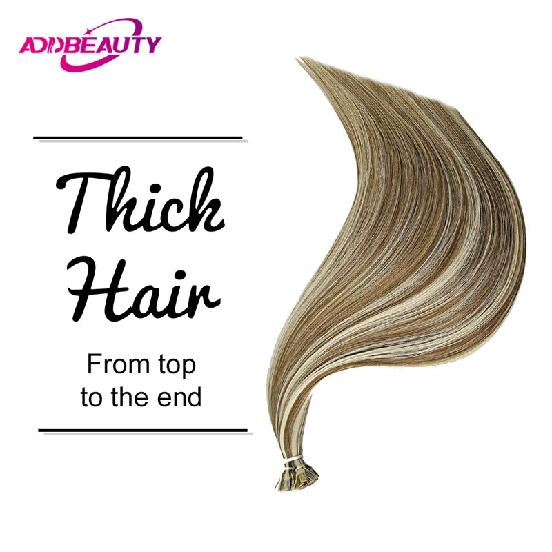 Straight Human Hair Extensions - Fusion Flat Tip Keratin Bond Natural Hair