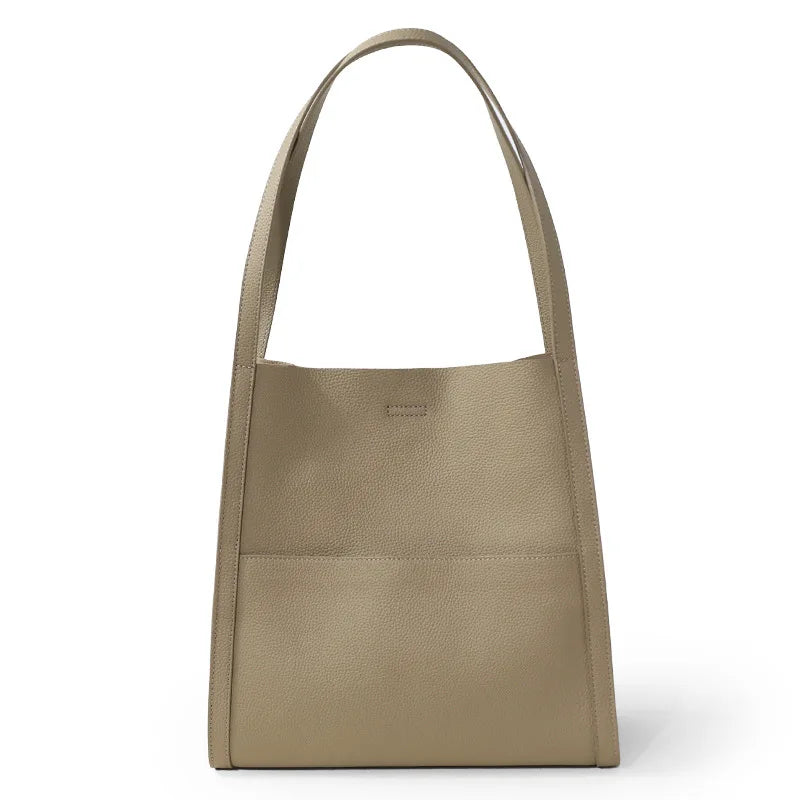 Luxury 100% Genuine Cowhide Leather Tote Bucket Bag