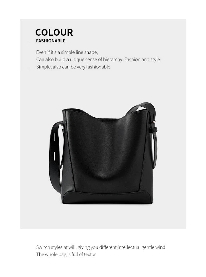 2025 Genuine Leather Buket Bag - Designer Crossbody Shoulder Bag for Women