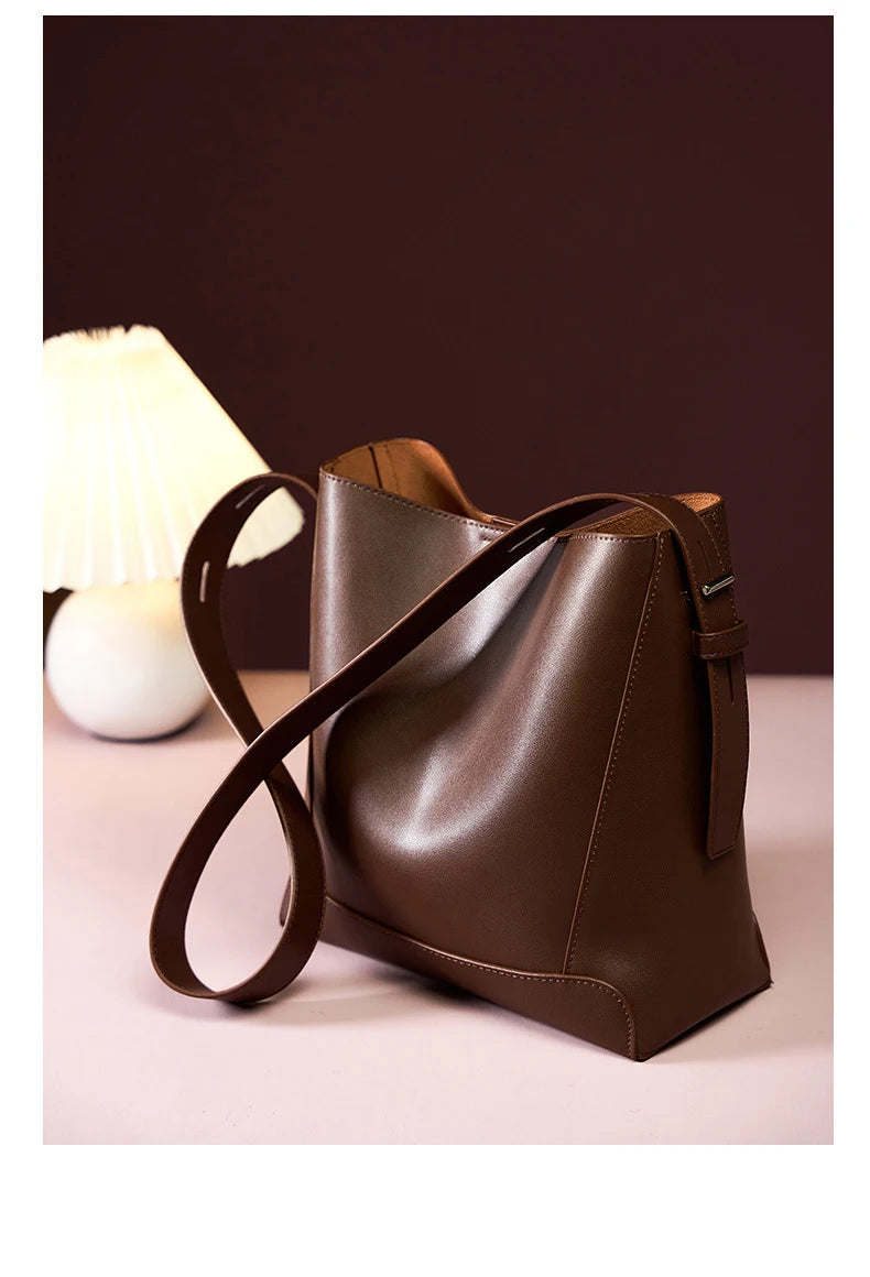 2025 Genuine Leather Buket Bag - Designer Crossbody Shoulder Bag for Women