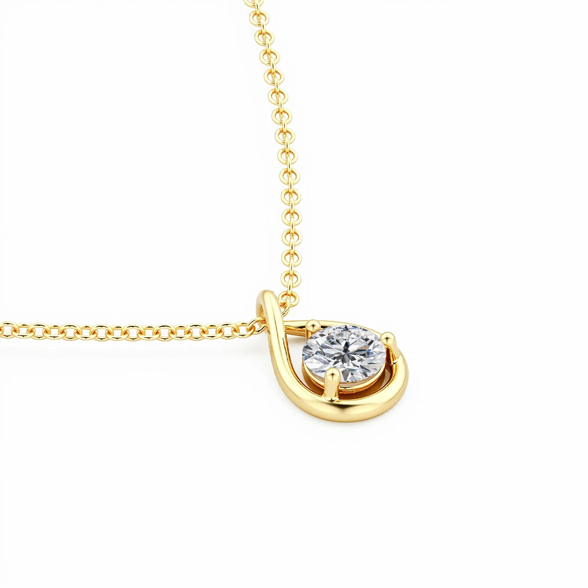 14K Gold Plated Pear Moissanite Solitaire Pendant Necklace Diamond Certificate Included