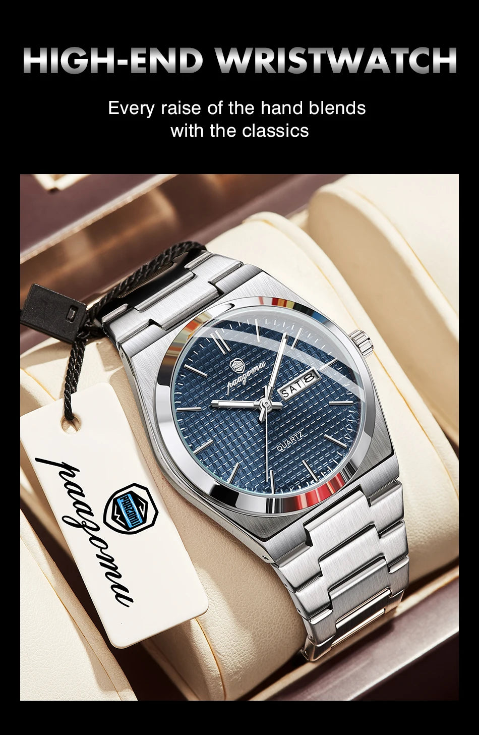 PAAZOMU Luxury Men's Chronograph Watch - Luminous, Waterproof, Dat Display