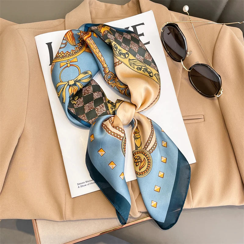 Luxury Silk Feeling Neckerchief for Women Designer Style Neck Wrap & Hair Accessory