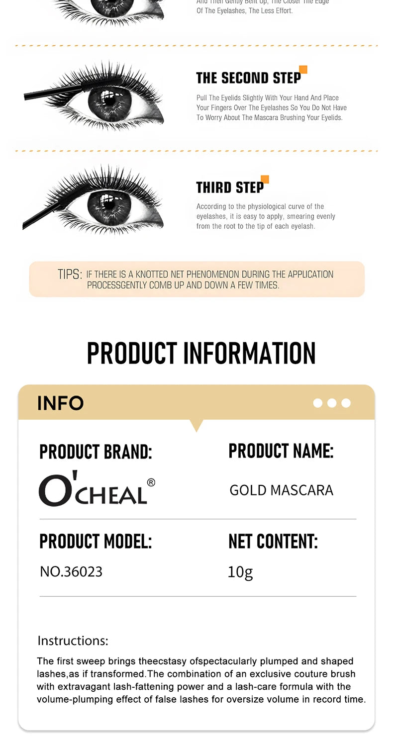 O' Cheal 3D Silk Fiber Mascara Volumizing & Lengthening Black Lash
