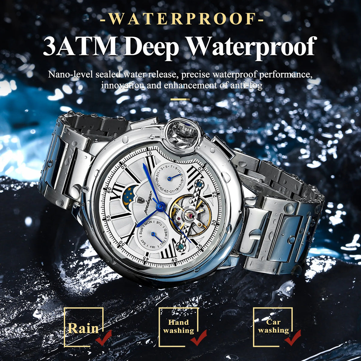 POEDAGAR 1413 Men's Automatic Watch with Day & Date Display