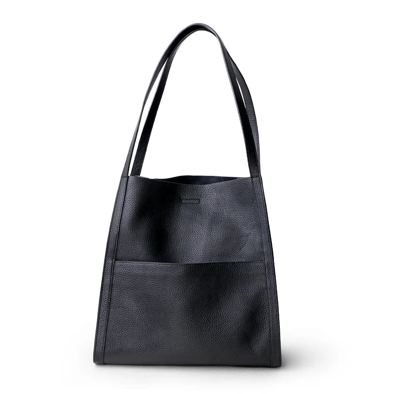 Luxury 100% Genuine Cowhide Leather Tote Bucket Bag