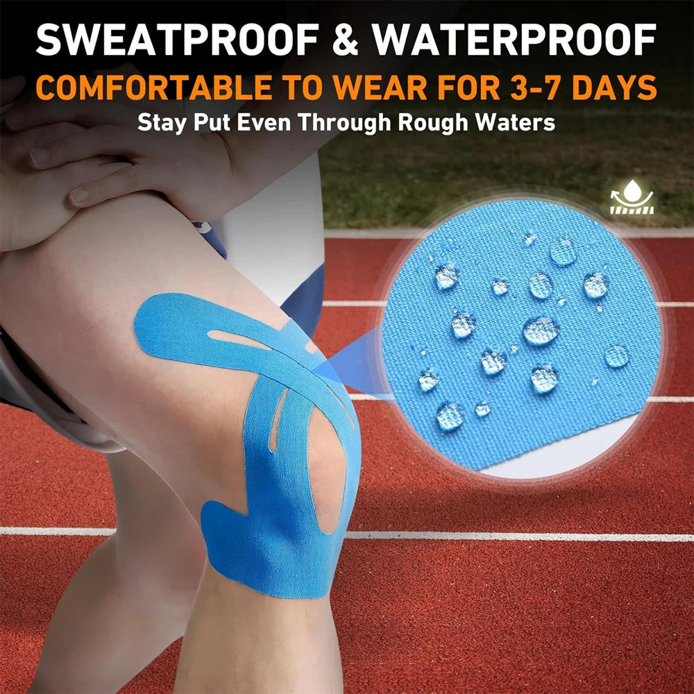 Professional Kinesiology Tape 10-Pack - Waterproof Athletic Tape for Muscle Stability & Active Support