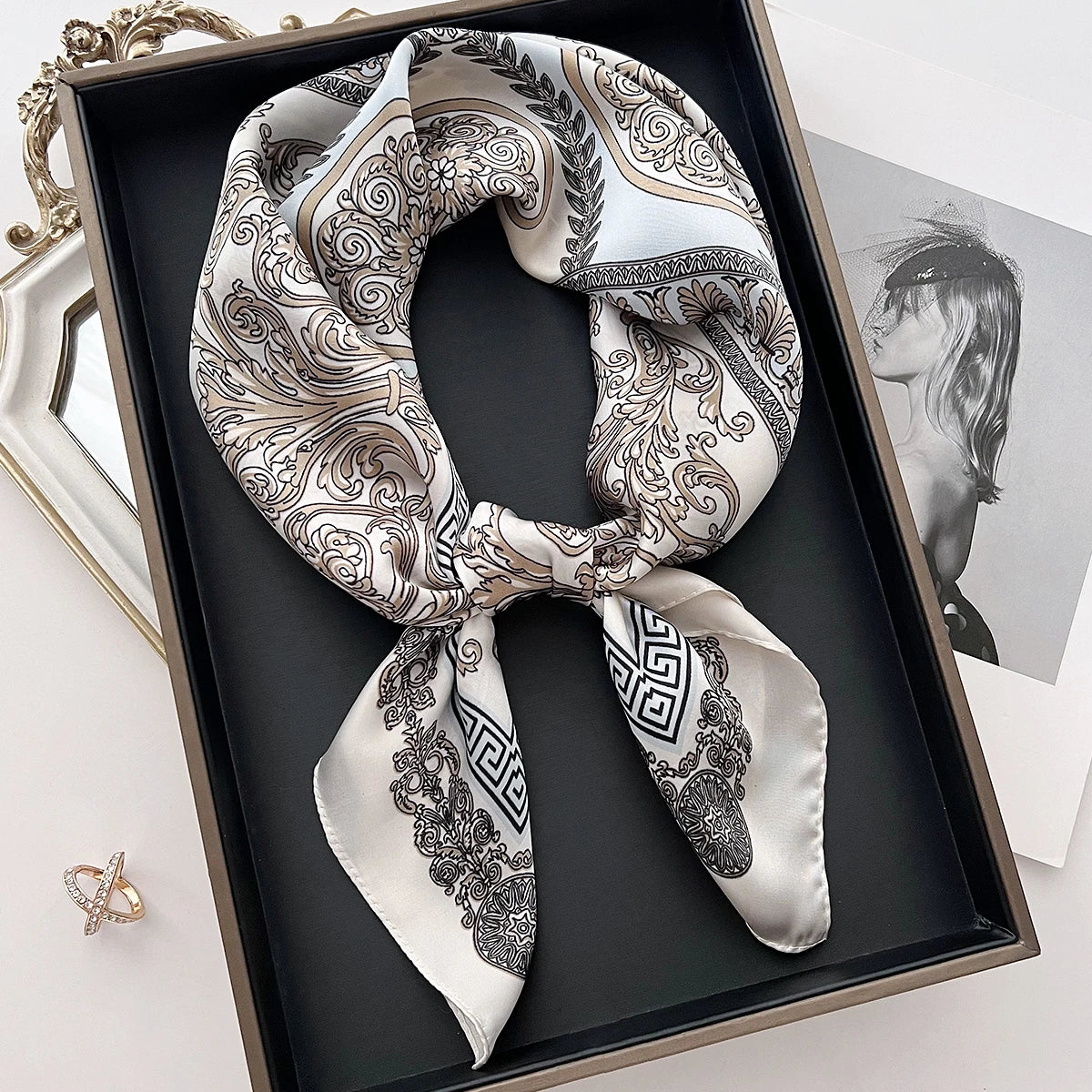 Luxury Silk Feeling Neckerchief for Women Designer Style Neck Wrap & Hair Accessory