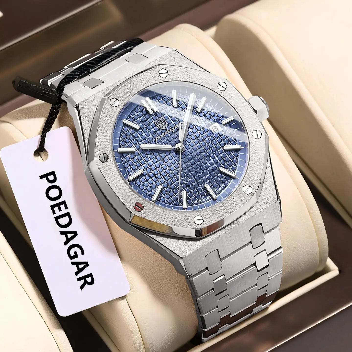 POEDAGAR Men's Luxury Watch -Luminous Waterproof Stainless Steel