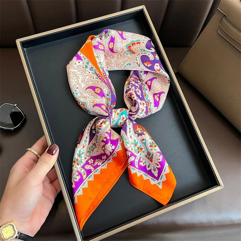 Bohemian Luxury Silk Square Scarf for Women Designer Print Shawl & Versatile Wrap