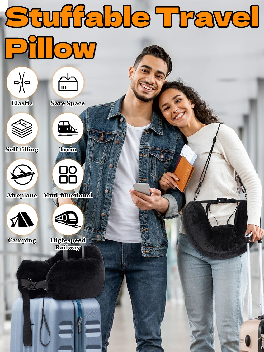 Adjustable U-Shaped Travel Neck Pillow - Comfortable Support Travel for Rest