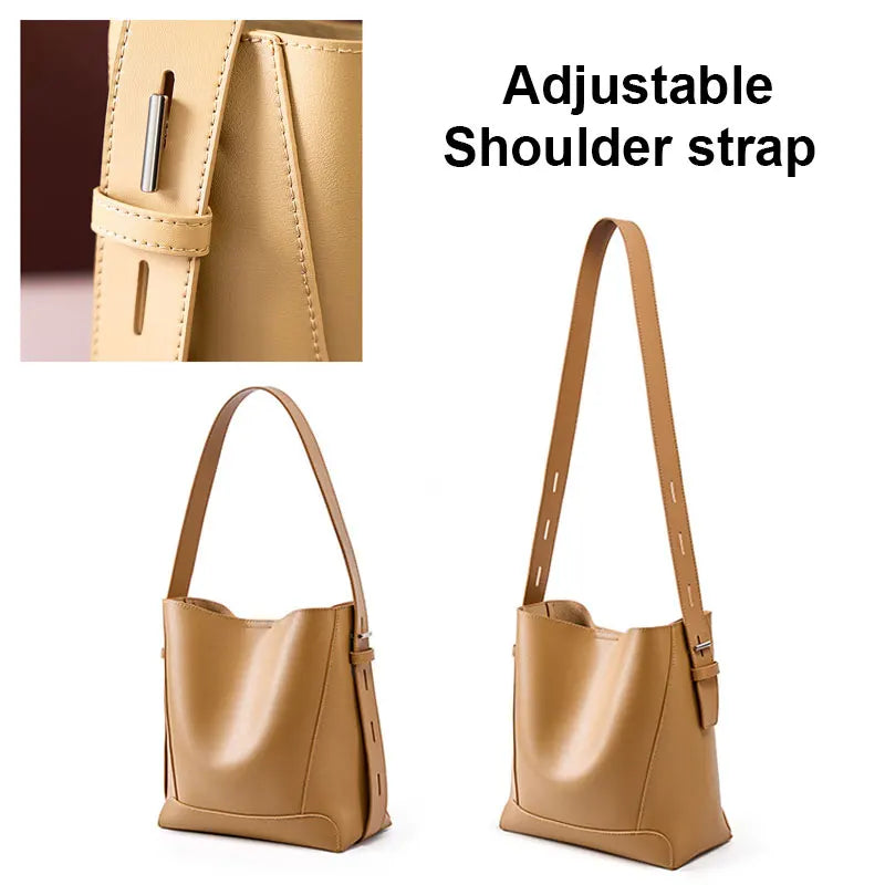 2025 Genuine Leather Buket Bag - Designer Crossbody Shoulder Bag for Women
