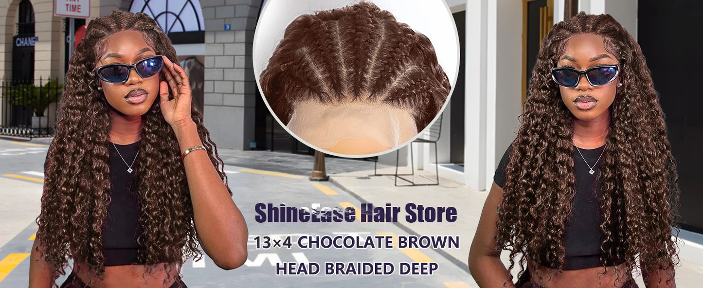 Chocolate Brown Deep Wave Lace Front Wig- 13x6 Frontal & 4x4 Closure 20-40 Inch