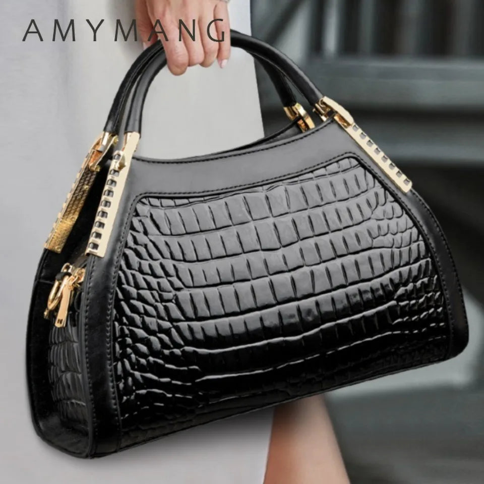 Luxury Alligator Patent Leather Crossbody Hobo Bag