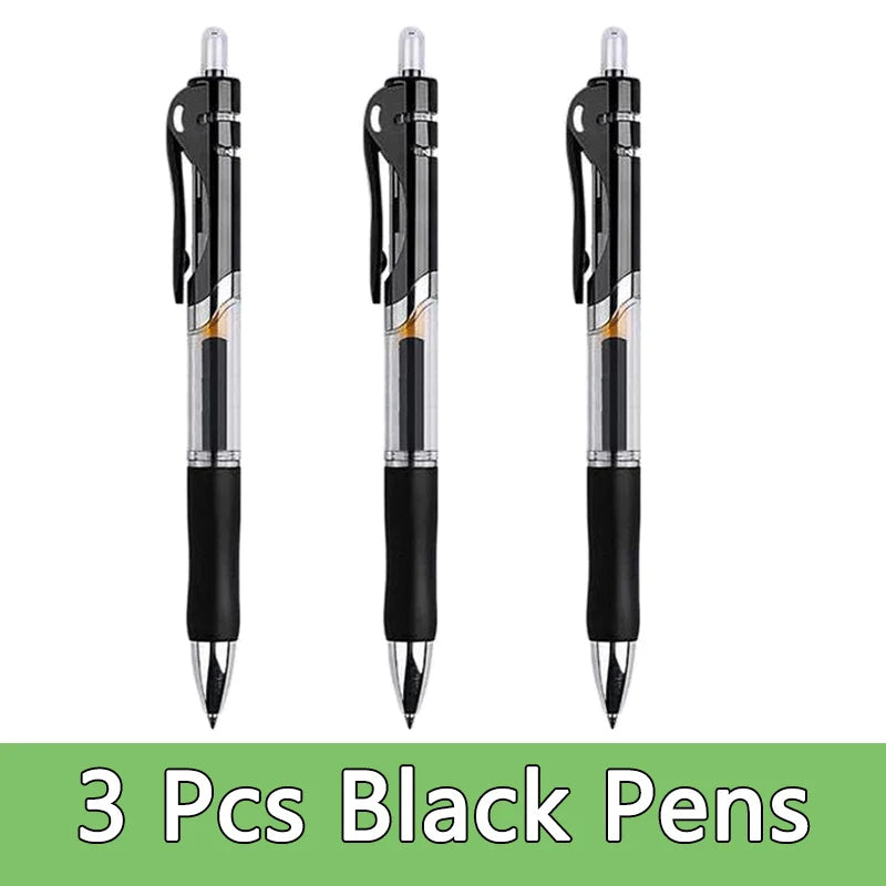 Glen Pens Set - Black Blue Red Refill Bullet Tip 0.5mm Smooth Writing Pens