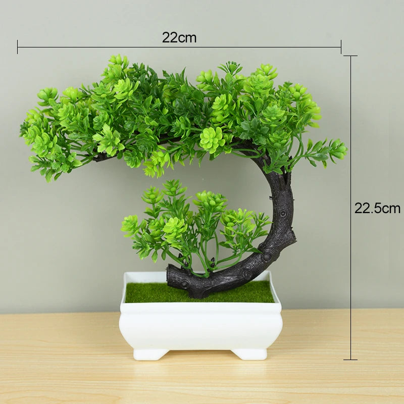 Artificial Bonsai Tree with Flower-Fake Potted Plant for Home Room & Garden Decoration