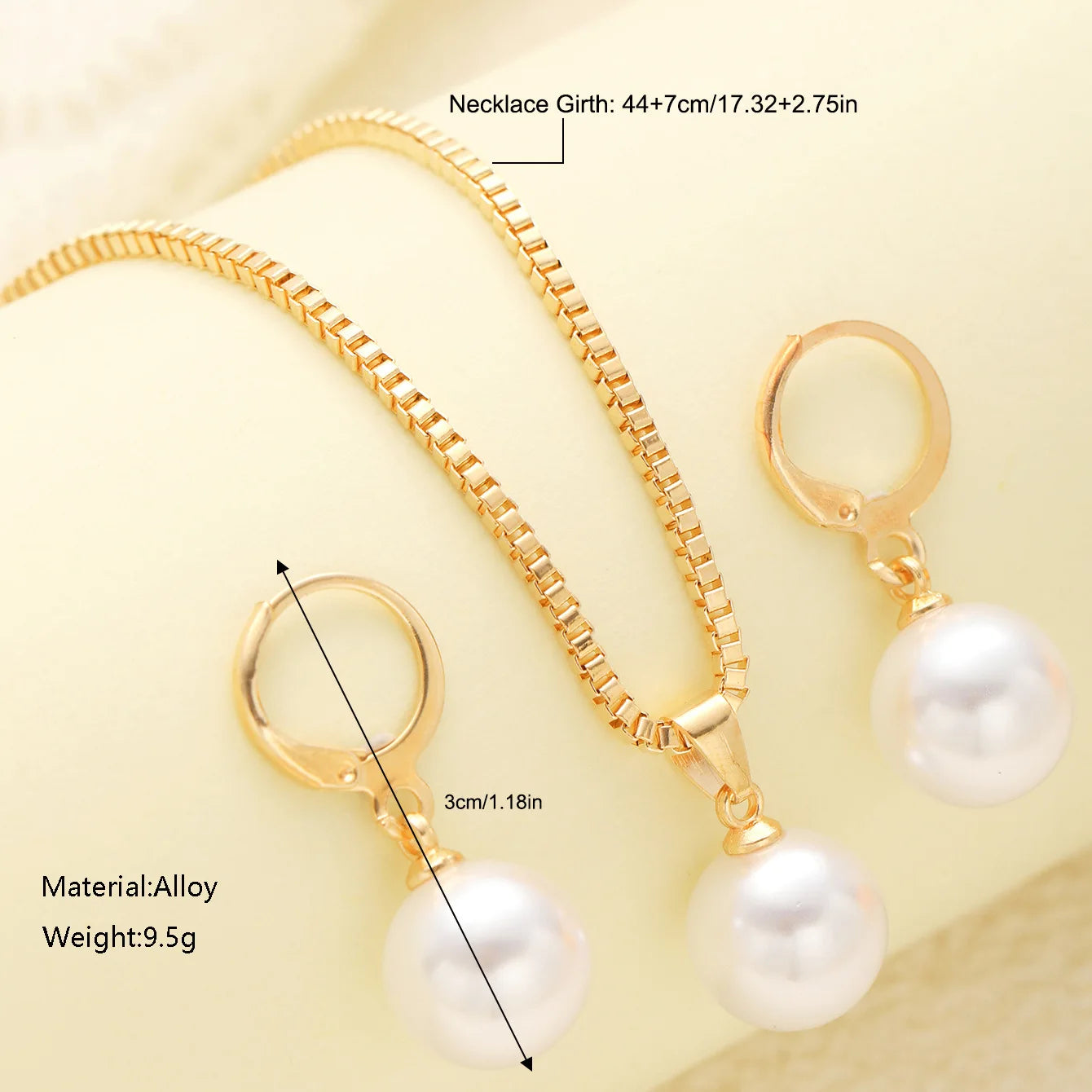 Pearl Pendant Necklace Set for Women - 3 Pcs Rhinestone Earring & Necklace Jewelry Gift Set