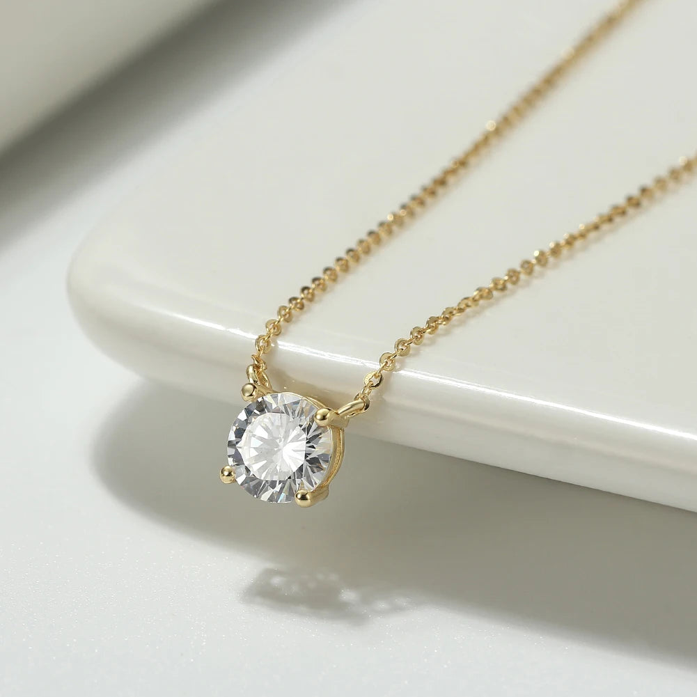 925 Sterling Silver Princess Cut Solitaire Necklace Cubic Zirconia Pendant