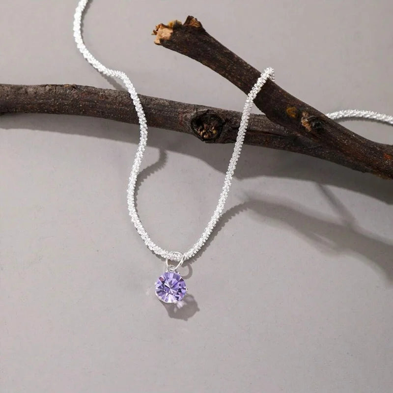 925 Sterling Silver Plated Zircon Clavicle Necklace for Women