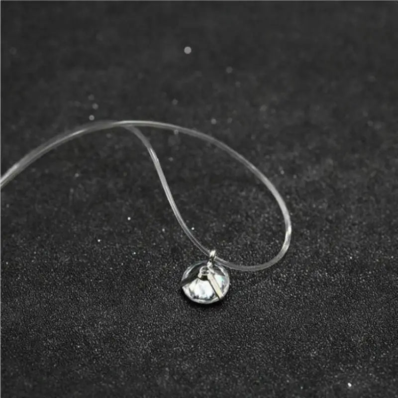 Crystal Zircon Water Drop Pendant Necklace - Invisible Chain Choker for Women
