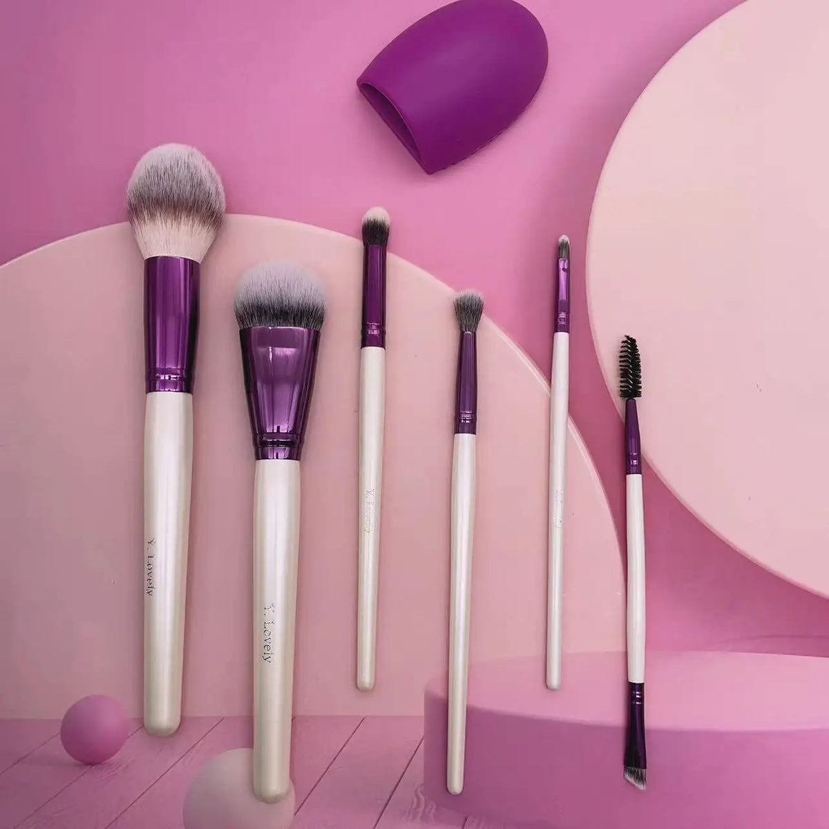 Soft Synthetic Makeup Brush Srt with Wooden Handles