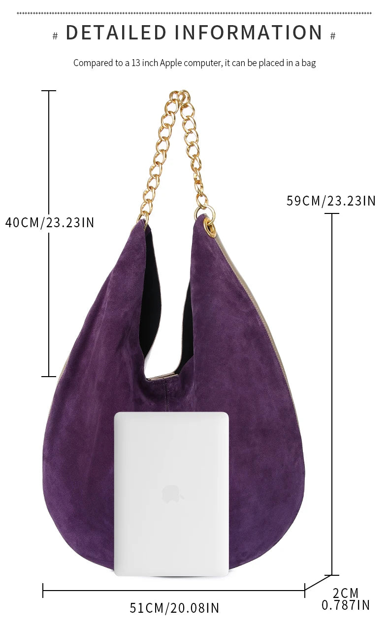 Women's Genuine Leather Chain Bag - Large Capacity Cowhide Shoulder Bag