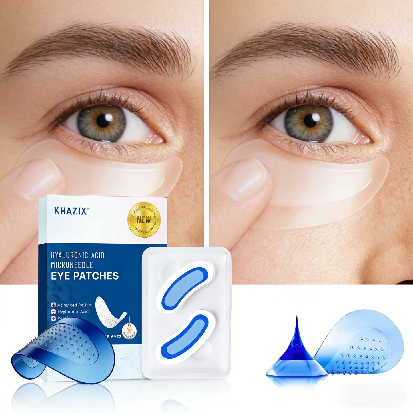 Retinol Microneedle Eye Patches with Hyaluronic Acid - Aging Under Eye Treatment