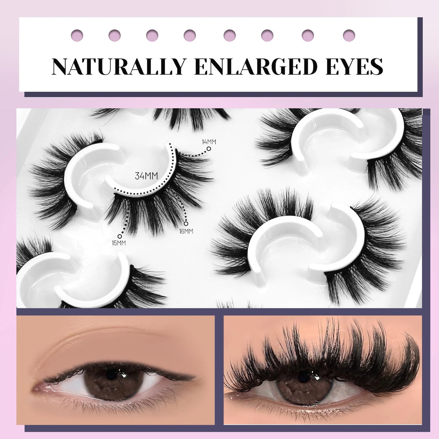 Velrinay 3D Mark Lashes soft Natural False Eyelashes Faux Mink Eyelash Extension