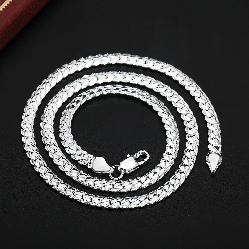 925 Sterling Silver Luxury 6mm Chain Necklace 20-60 Women & Men