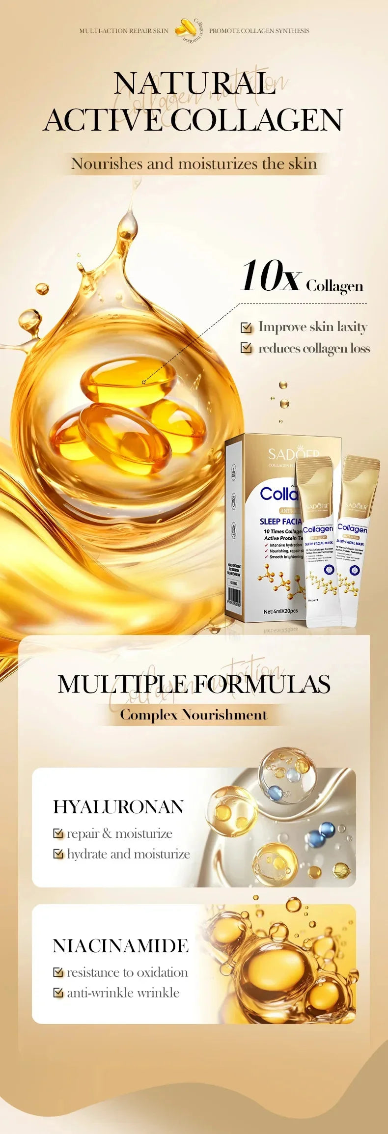 Collagen Sleeping Face Masks- Moisturizing & firming Overnight Treatment