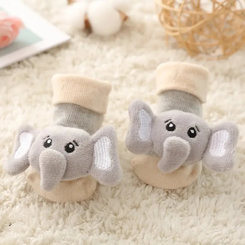 3D Cartoon Animal Baby with Bells - Non - Stop Cotton