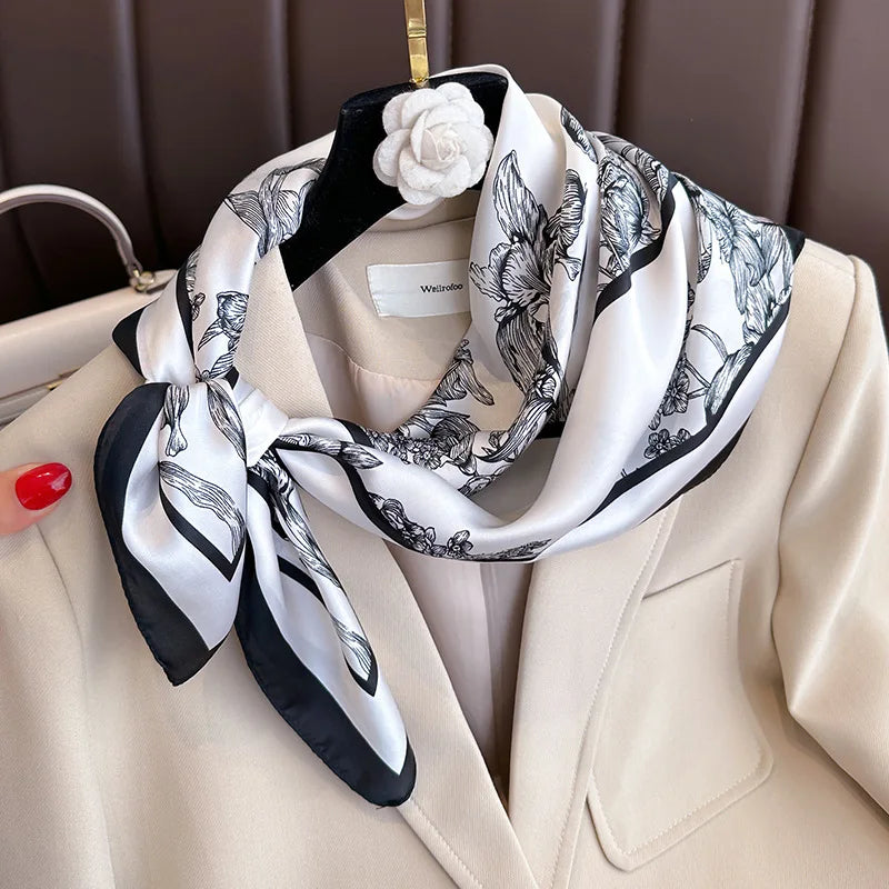 Luxury Silk Feeling Neckerchief for Women Designer Style Neck Wrap & Hair Accessory