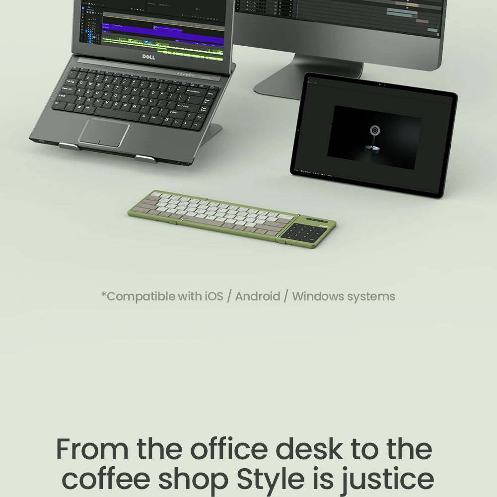 NILLKIN Foldable Bluetooth Keyboard with Touchpad - Rechargeable Wireless for iOS Android Windows