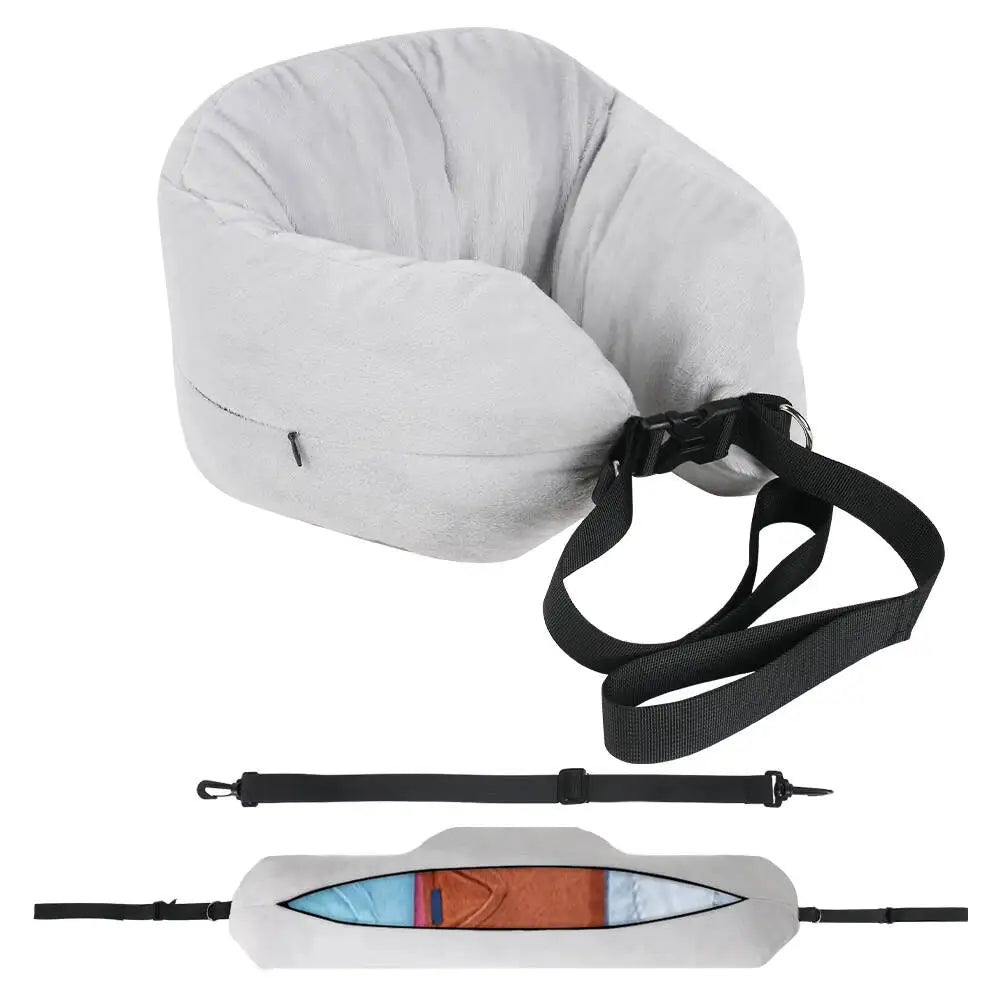 Adjustable U-Shaped Travel Neck Pillow - Comfortable Support Travel for Rest