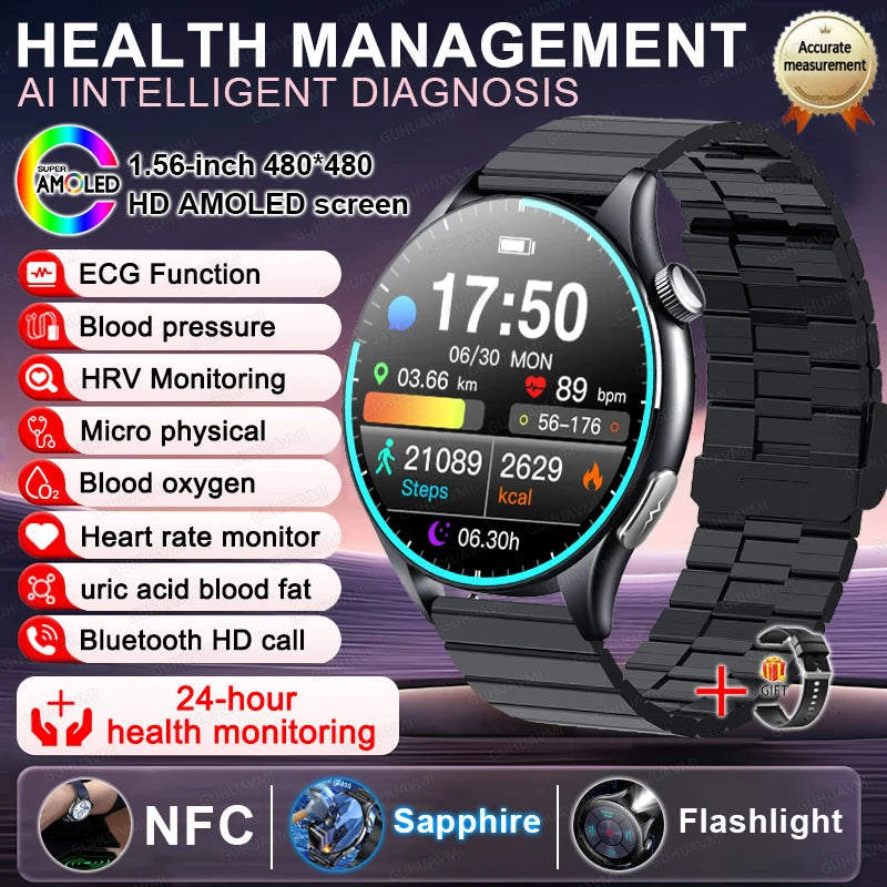 2025 Clinical Grade Laser Therapy Smartwatch - Blood Pressure Heart Rate Monitor