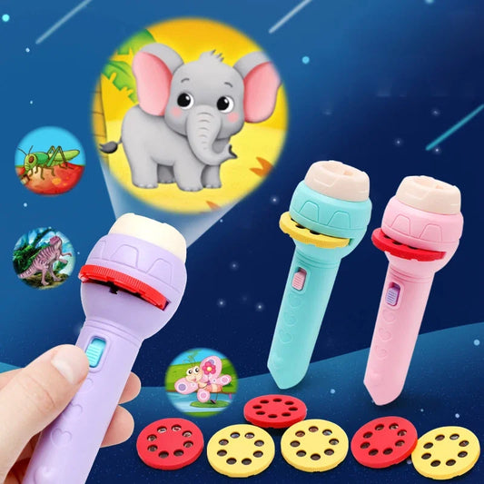 Flashlight Projector Toy-Cartoon Story Book Night Light for Kids
