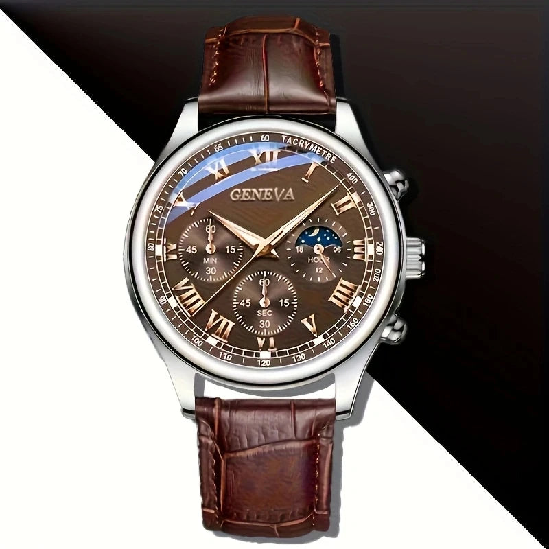 Men's Luxury Geneva Quartz Watch - Fashion Belt Strap, Business & Sport Style