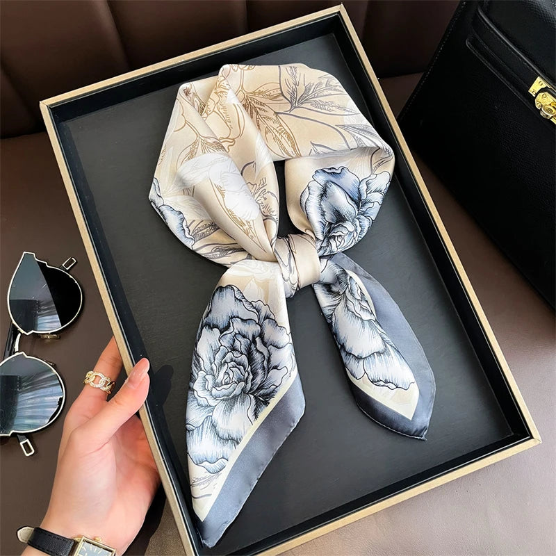 Bohemian Luxury Silk Square Scarf for Women Designer Print Shawl & Versatile Wrap