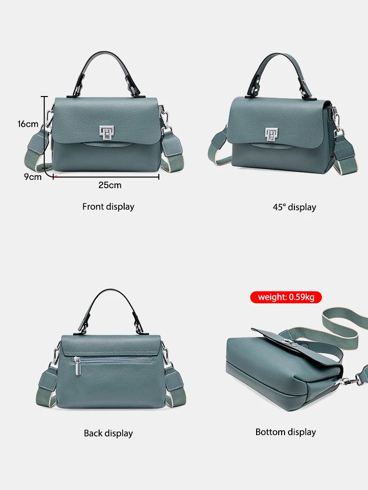 Women's Genuine Leather Top - Handle Envelop Bag - Luxury Crossbody Handbag