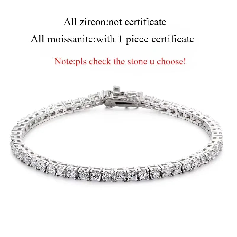 Smyoue 18k Gold Plated Moissanite Tennis Bracelet 925 Sterling Silver 3/4/5mm Women & Men