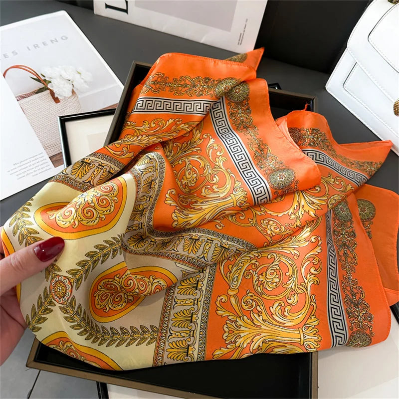 Luxury Silk Feeling Neckerchief for Women Designer Style Neck Wrap & Hair Accessory