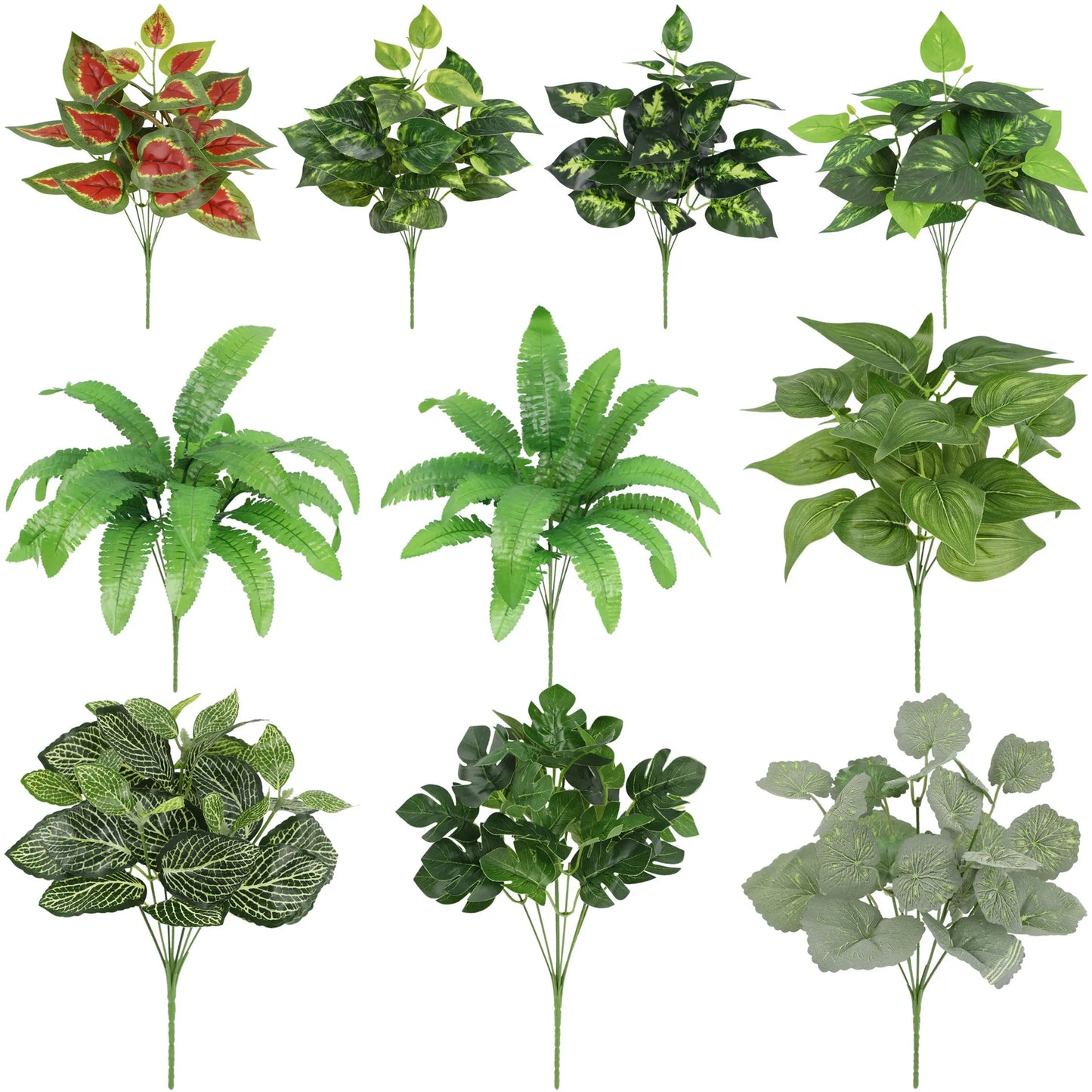 Artificial Silk Tortoiseshell Leaf Plant - Realistic Taro Dieffenbachia Fale Greenery for Home Decor