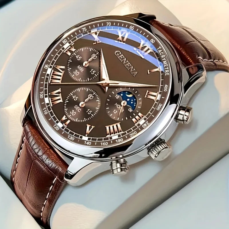Men's Luxury Geneva Quartz Watch - Fashion Belt Strap, Business & Sport Style