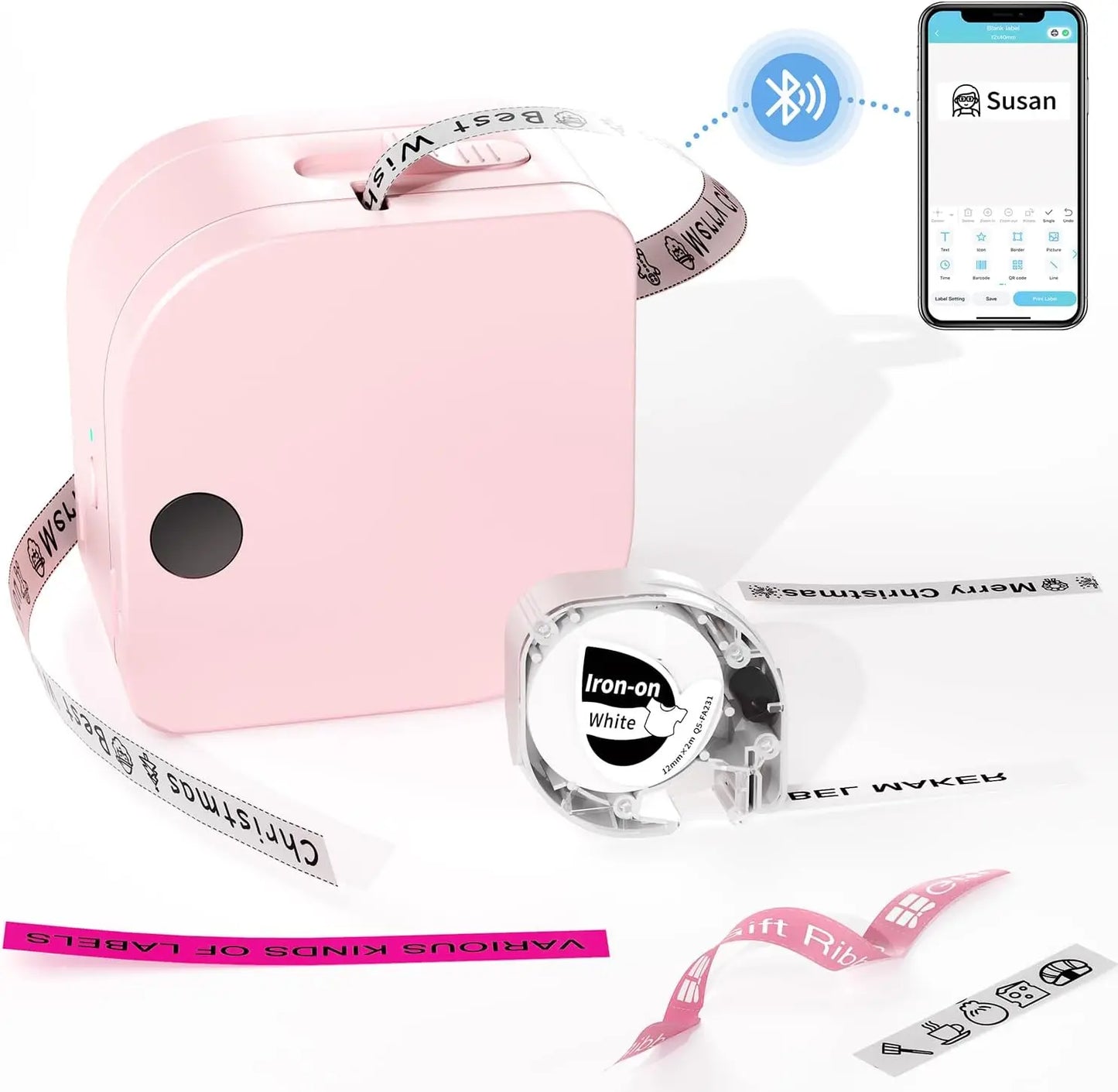 P12 Mini Bluetooth Labe Maker- Portable Sticker Printer with Multiple Templates