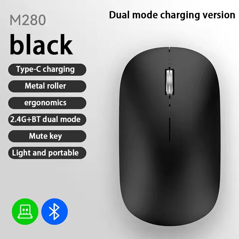 Wireless Mouse Type -C Charging - Silent Click Portable Ergonomic Computer Mouse
