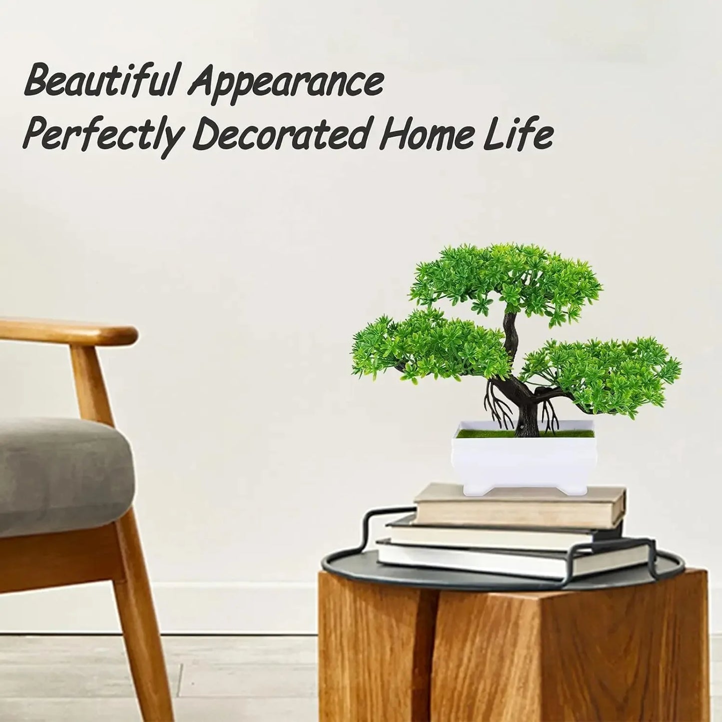 Artificial Bonsai with Faux Flowers Potted Fake Plant for Home, Wadding & Housewarmings Decor