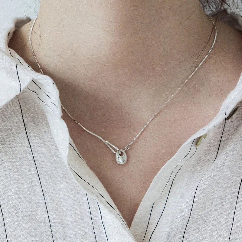 925 Sterling Silver Necklace Heart Pendant Love Adjustable Choker Elegant for Women Girl Jewelry Gift Dropshipping Wholesale