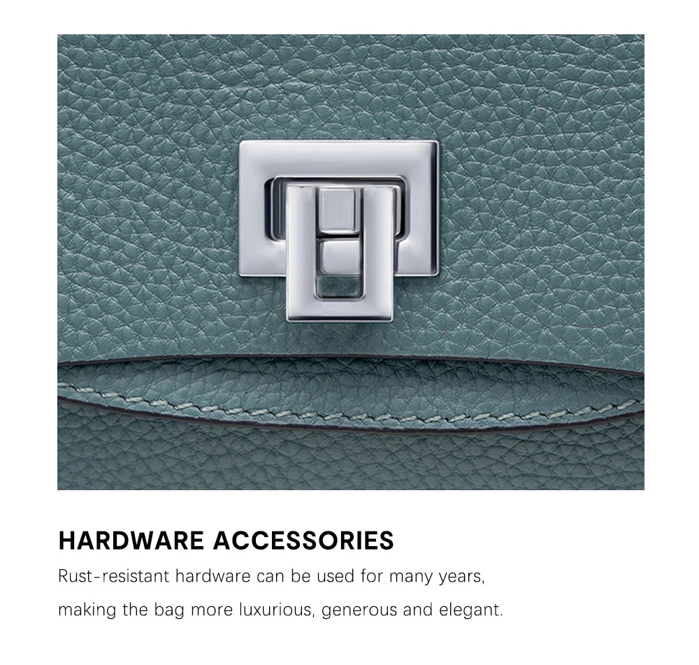 Women's Genuine Leather Top - Handle Envelop Bag - Luxury Crossbody Handbag